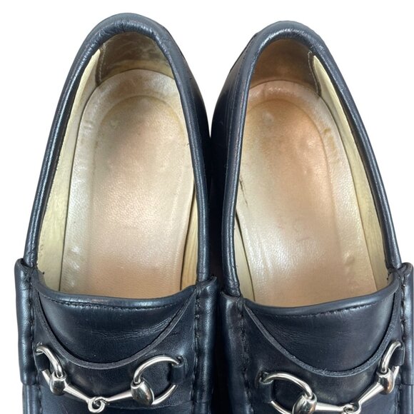 Vtg Gucci Black Leather Mocassino Pelle Mors Vit Bulgaro Horsebit Loafers Sz 6B - Picture 6 of 11